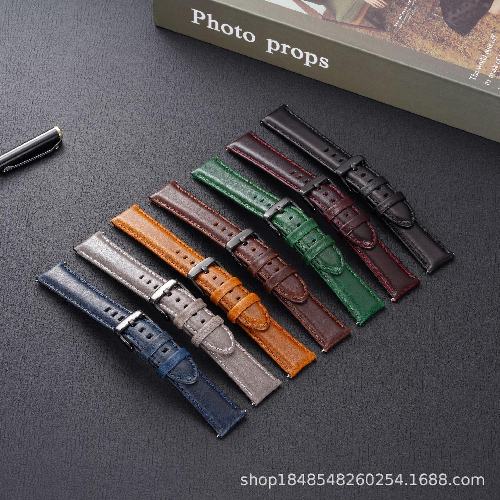 

«Ремешок из натуральной кожи для Huawei GT2 Pro/GT3 для мужчин и женщин — ремешок WatchBuds и Watch 3 Smart» 20MM silver buckle синий