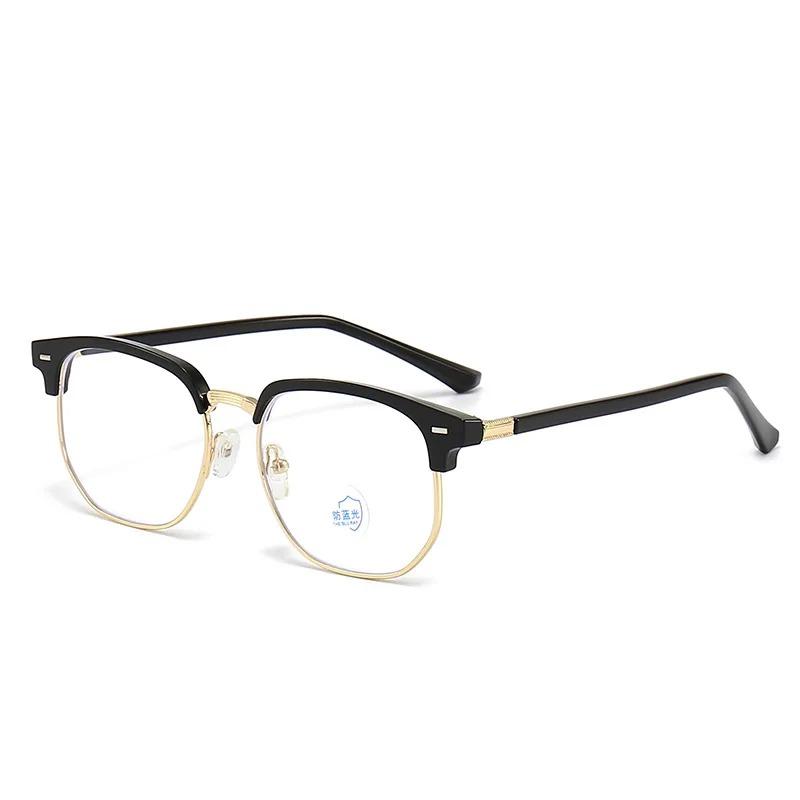 Pochromic Anti-blue Light Glasses Men Fashion Rectangle Semi Rimless Eyewear For Women Office Computer Goggle