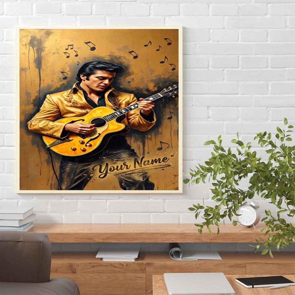 Elvis Presley Personalized Name Round Diamond Painting Kit Diamond Embroidery Painting Rhinestones Mosaic Frameless Handwork Decoration Arts