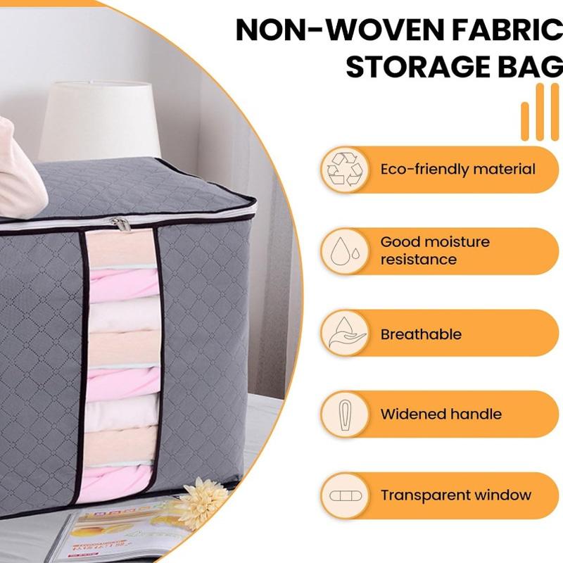 Extra Large Foldable Quilt Storage Bag with Window Moisture Proof Dustproof Clothe Organizer for Blanket Bedding Moving Home Use