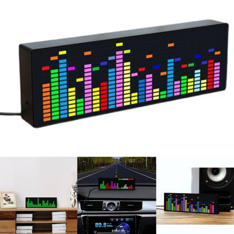 LED Music Spectrum Display RGB Colorful 1624 Segment Rhythm Light Level Voice Sensor Clock Display 384 LEDs 20 Dynamic