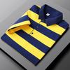 Summer Polo T-shirt Short Sleeve Lapel Casual Stripe Half Sleeve T-shirt Men's Top