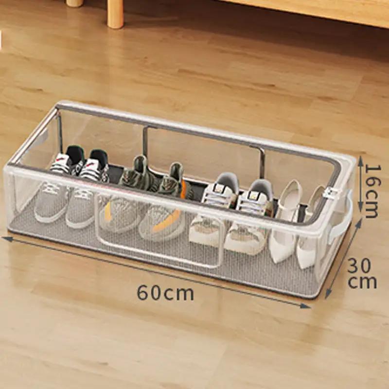 PVC Shoe Storage Box Waterproof Foldable Shoe Rack Dustproof Dormitory Bed Bottom PVC Transparent thickenedSneaker Container