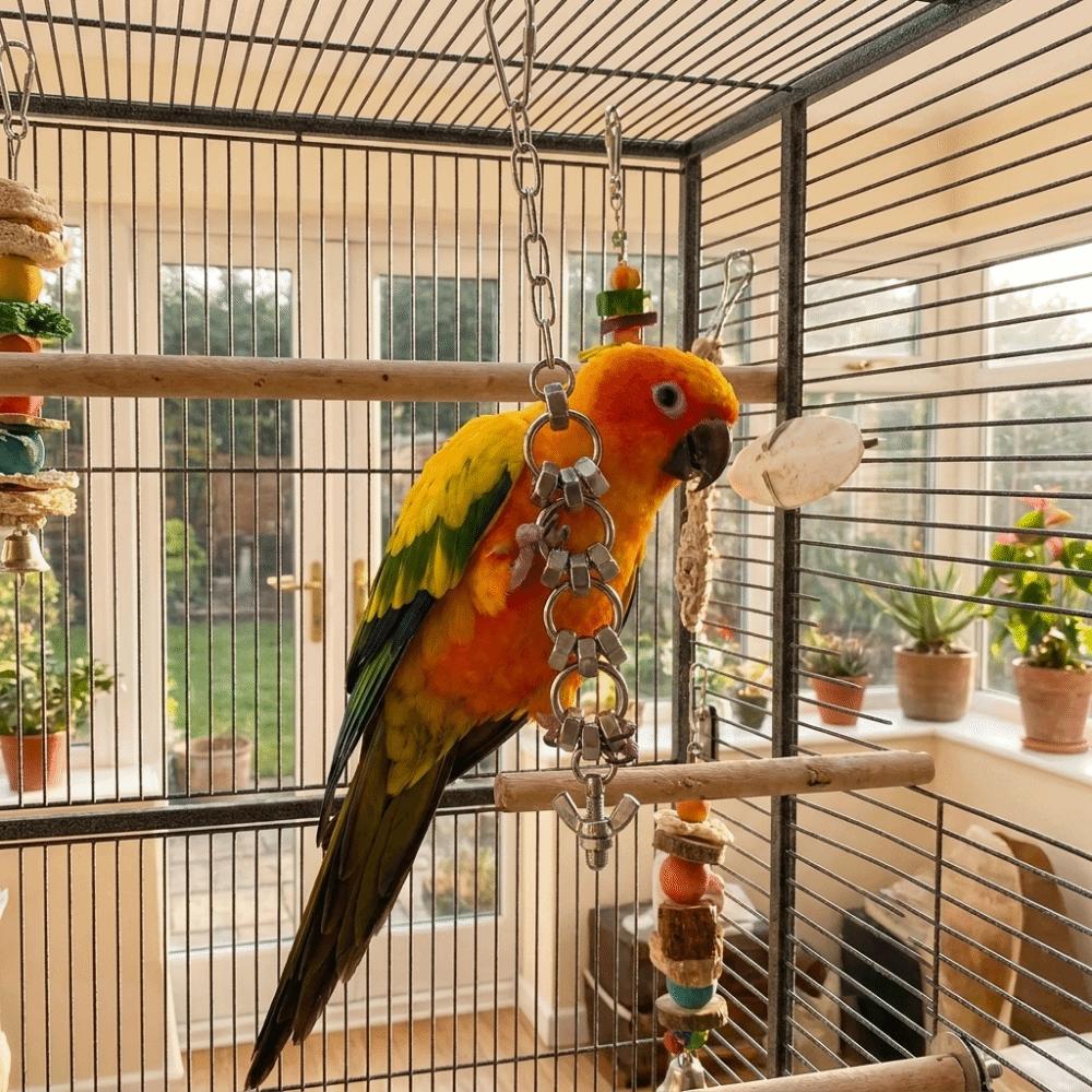 Wear-resistant Parrot Gnaw Toy Stainless Steel Bird Cage Toy Hanging Molar Toy Development Puzzle