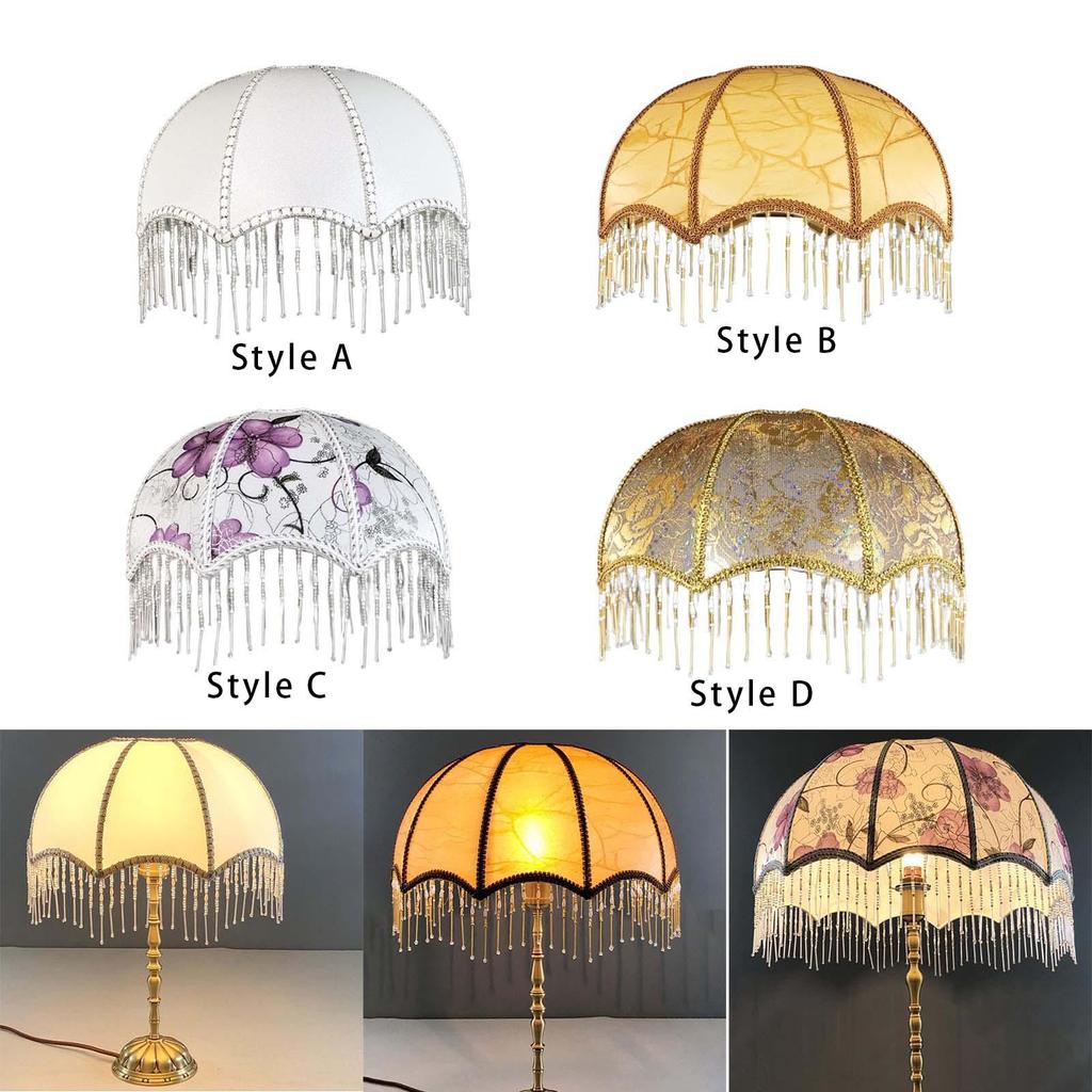 Decorative Shade Lampshade Lamp Cover, Suitable for E27 Lamp Holder with Tassel, Elegant Vintage Style