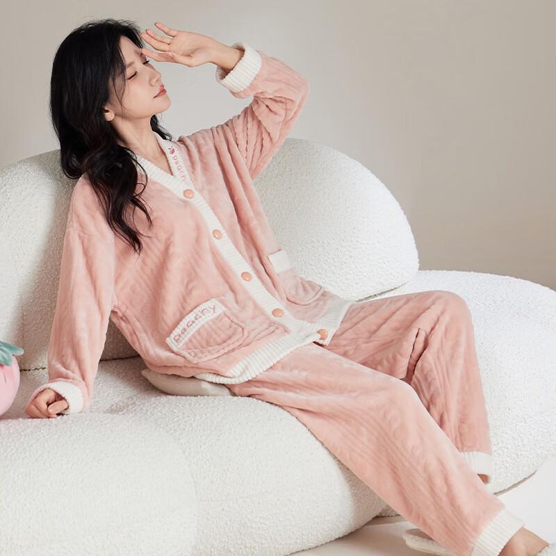 Langsang Women's Winter Flannel Pajama Set