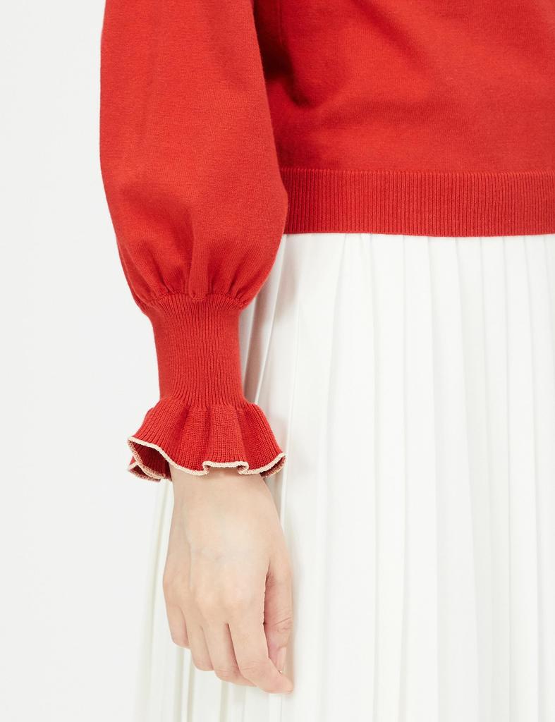 Lily Brown Mellow Frill Knit Top LWNT184103 Red Japan Size F Women's (Free Size)