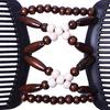 Accessorio per pettine con clip per capelli, copricapo da donna con doppio cursore, perline di legno