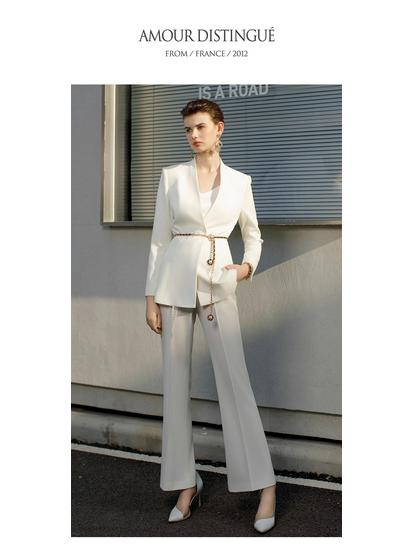 Women's High-End Formal White Suit with Micro-Flare Pants: Spring/Autumn Slim Fit