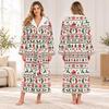 Unisex Long Christmas Print Flannel Bathrobe, Absorbent Quick-Dry Sleep Robe for Men and Women