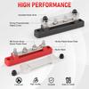 Bus Bar For Marine Car RV Solar Wiring Red Terminal Power Distribution Block 4 Post 48V 150A 1/4" M6 Stud Copper Nickel Plated