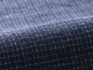 Watanosato (Watano Sato) Made in Japan Children's Kurume Chijimi Woven Jinbei with a Literary Pattern (90, Navy Blue)