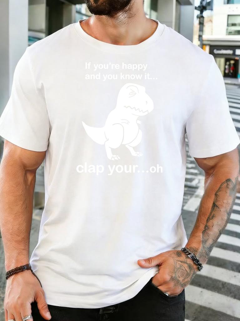 Unisex Light Cotton Tee Funny Dinosaur Quote Graphic Round Neck Loose Summer Humor Unisex Daily Street Soft Casual Short Sleeve Top