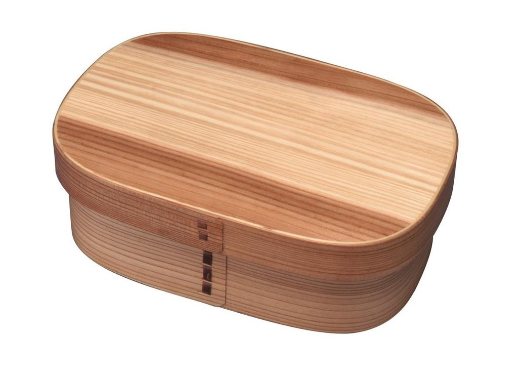 Yamaya Lacquerware Wooden Square Bentwood Lunch Natural White Stylish and Cute Single-Tier Box, Wood,