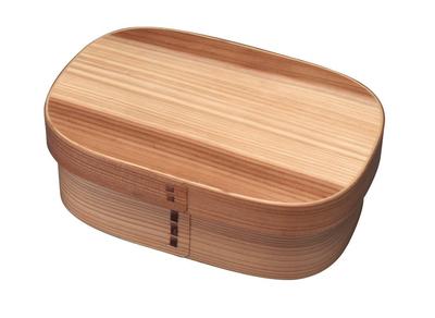 Yamaga Lacquerware Shop Wooden Square Bentwood Single-Tier Bento Box, Natural White Wood, Stylish and Cute.