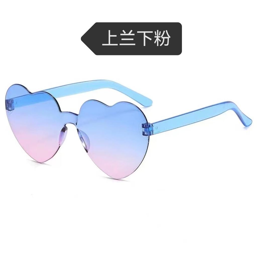 Peach Heart Sunglasses Love Glasses Trend Frameless One-Piece Marine Film Dazzling Color Sunglasses