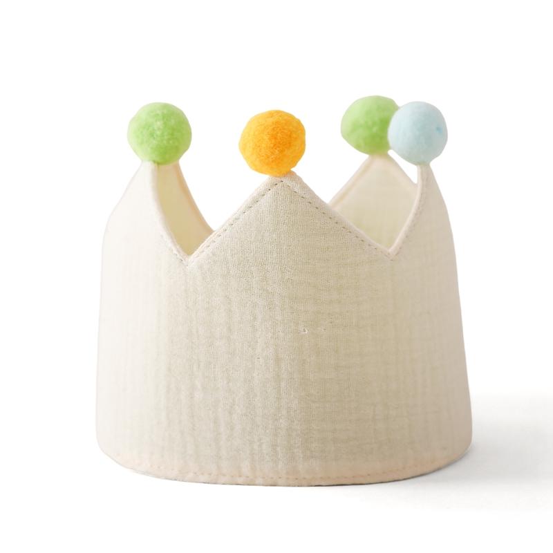 Baby 1-9 Years Birthday Party Crown Hat Woolen Ball Headband Hat  Birthday for Kids Party Pography Props Infant Gifts