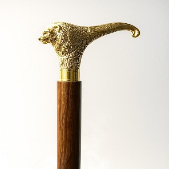 

Handcrafted Wooden Walking Stick Brass Lion or Derby Handle Cane for Men Women