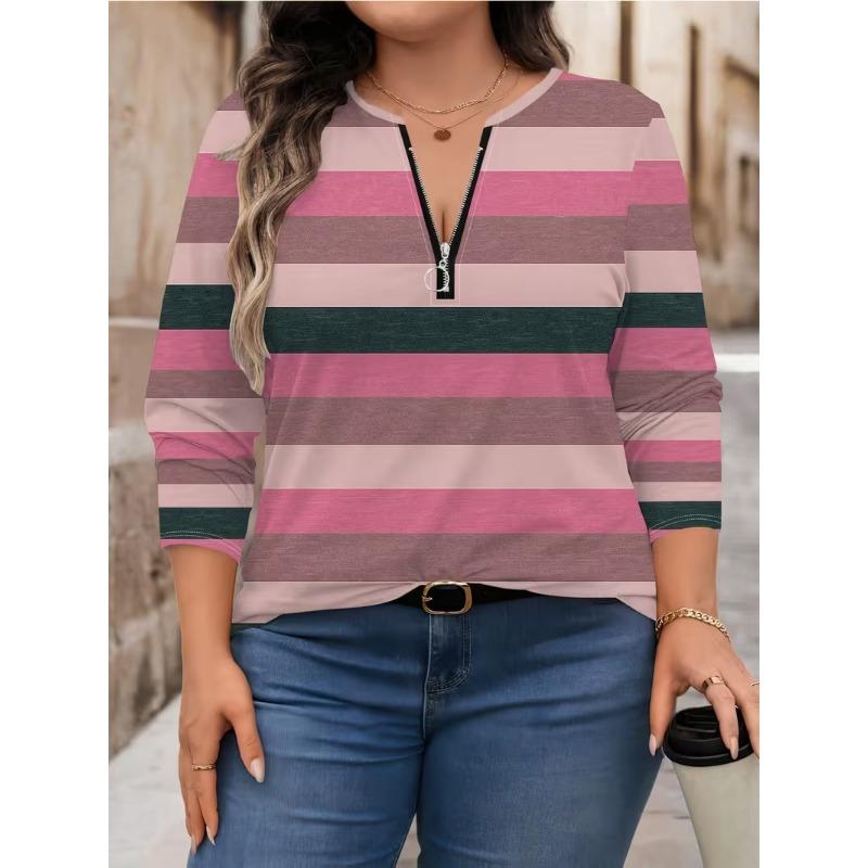 Women's Fashion Zippered Long Sleeved Top Clothing Women Casual Random Printing with Zipper T-shirt