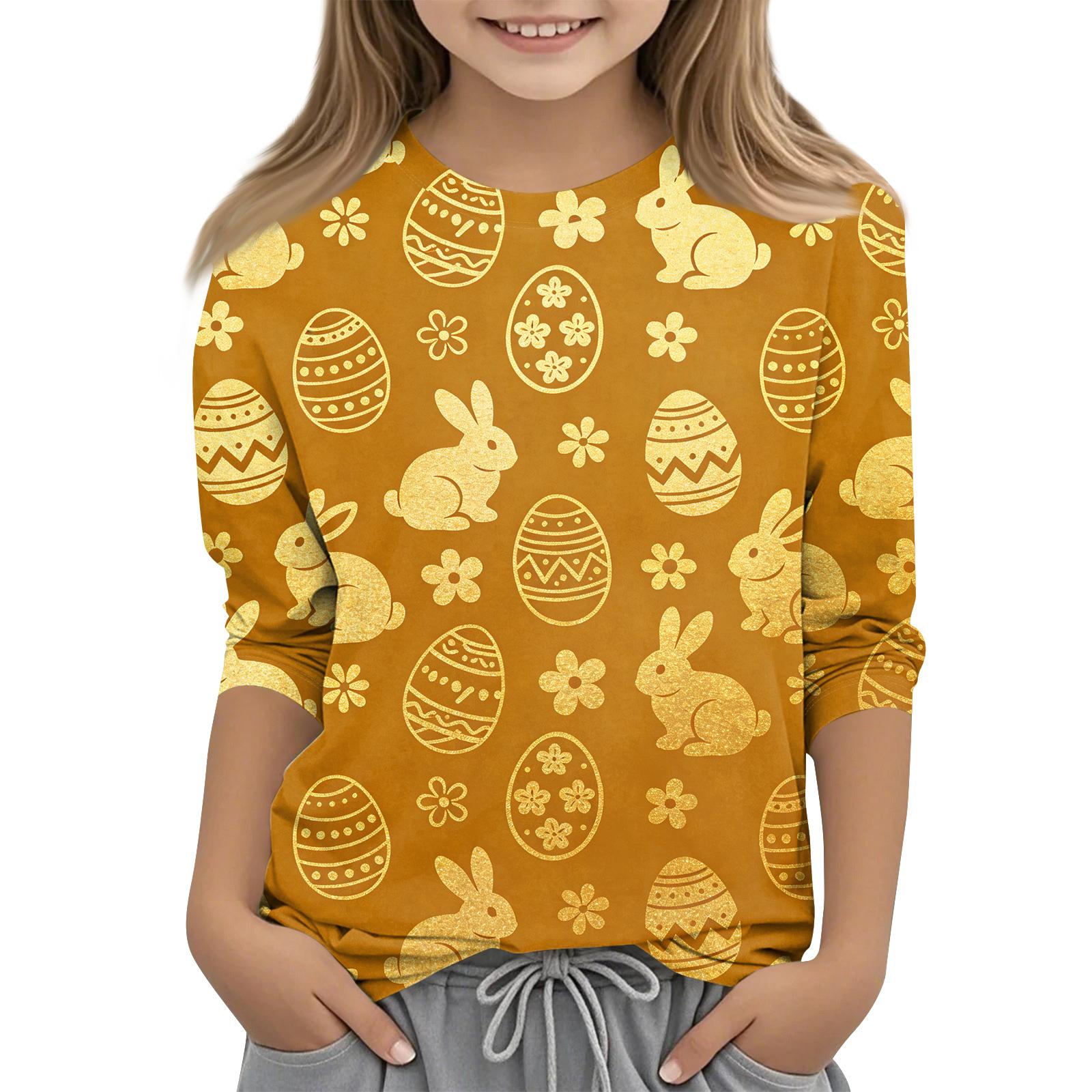 

Children s Seven Quarter Sleeve Easter Print Round Neck Print Casual Top 120