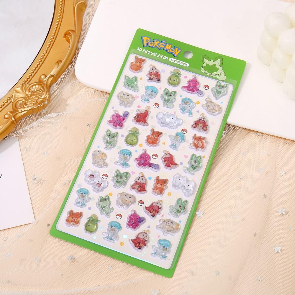 Pokemon Pikachu Stickers 3D Transparent Jelly Crystal Cartoon Anime Cute Decals For Diy Notebook Phone Diy Sticker Toy