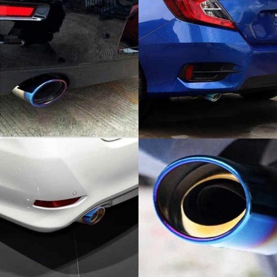 Blue Auto Rear Round Exhaust Pipe Tip Stainless Muffler Tail Steel Accessories