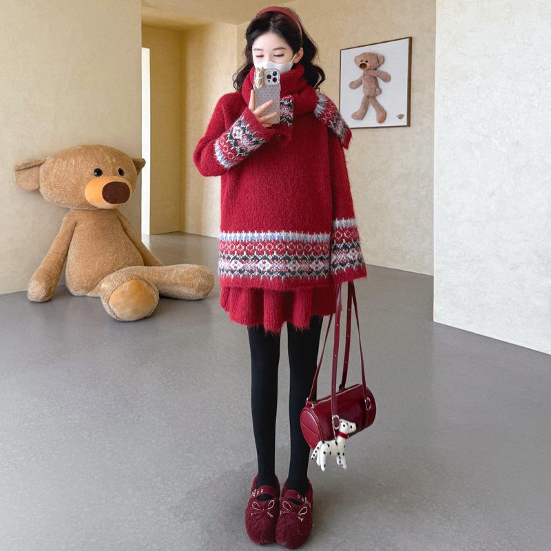 

2026 Korean Maternity Autumn/Winter Sweater & Shorts Two-Piece Set M