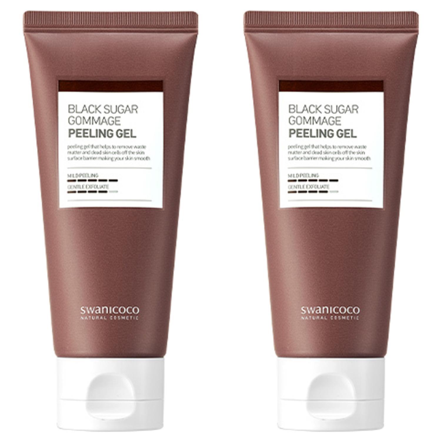 Swanicoco Black Sugar Gommage Peeling Gel - Natural Exfoliating & Deep Pore Cleansing Face Scrub (100ml x 2pcs)