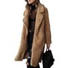 European & American Long-Sleeve Turn-Down Collar Plush Women's Coat for Autumn & Winter