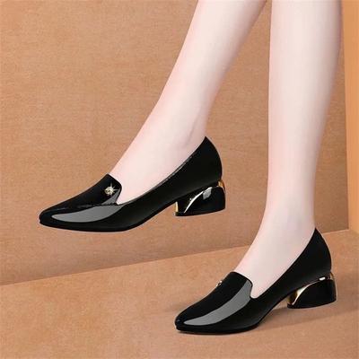 Sapatos Femininas Women Casual Black Pointed Toe Square Heel Shoes Lady Fashion Comfort Office Career Nurse Heel Pumps Ab275