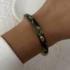 Retro New Trend Enamel Dropped Glaze Flower Texture Bracelet for Women Unique Design Evil Eye Floral Zircon Bangle Party Jewelry