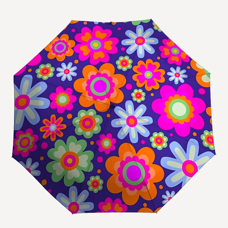 

1pc Flower Pattern Auto-Fold Umbrella with One-Touch Open/Close - 8 Reinforced Ribs for Windproof Stability, yy251118167