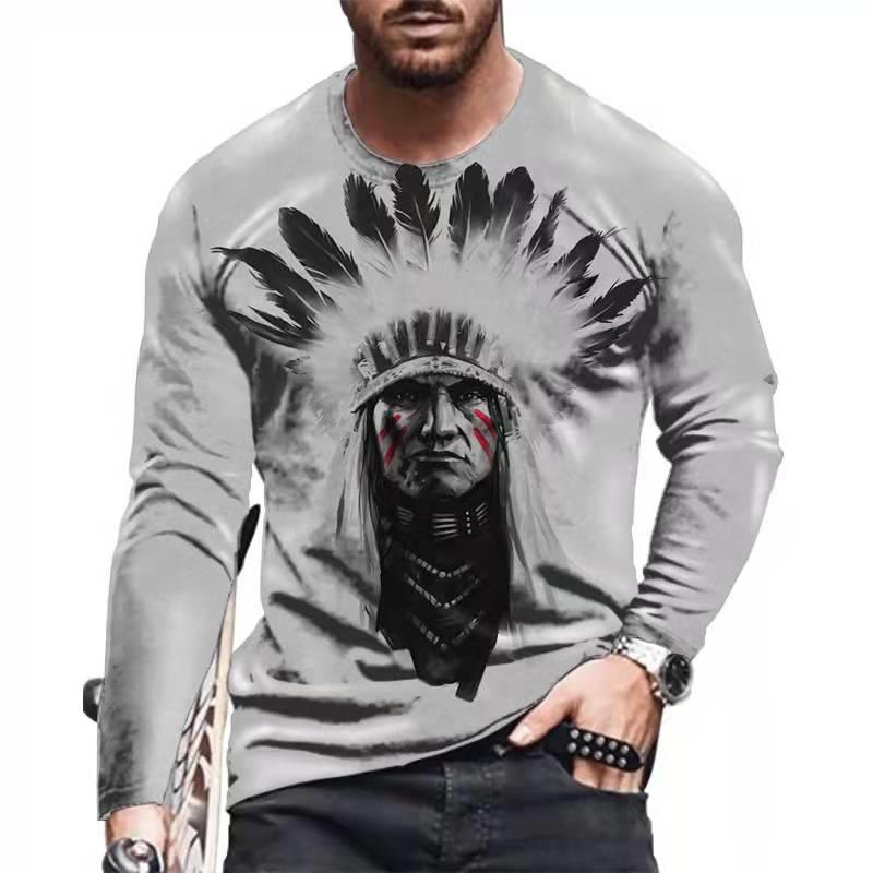 Fashion Indian Pattern Long Sleeve T Shirts Trend Spring Autumn 3D Printed T-shirt For Men Casual Streetwear Oversize Tees Top