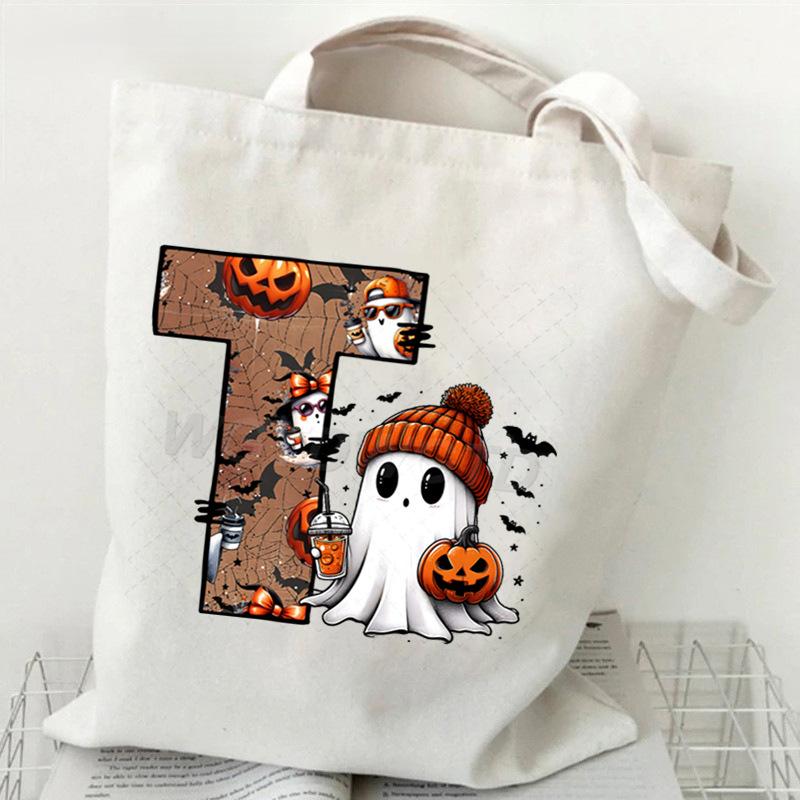 26 Letters Personalized Printing Trend Handbag Commuter Shoulder Bag Canvas Bag