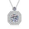 Moissanite Pendant Necklace Sparkling Square Bag Design Versatile Women