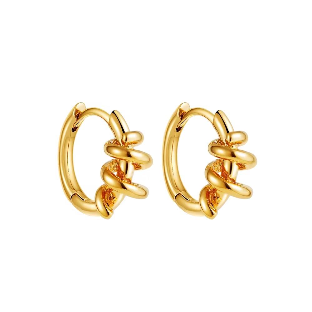 Punk Rock Metal Twisted Spiral Mini Hoop Earrings Stainless Steel Small Circle Round Huggie Ear Buckle Fashion 2026 New Jewelry