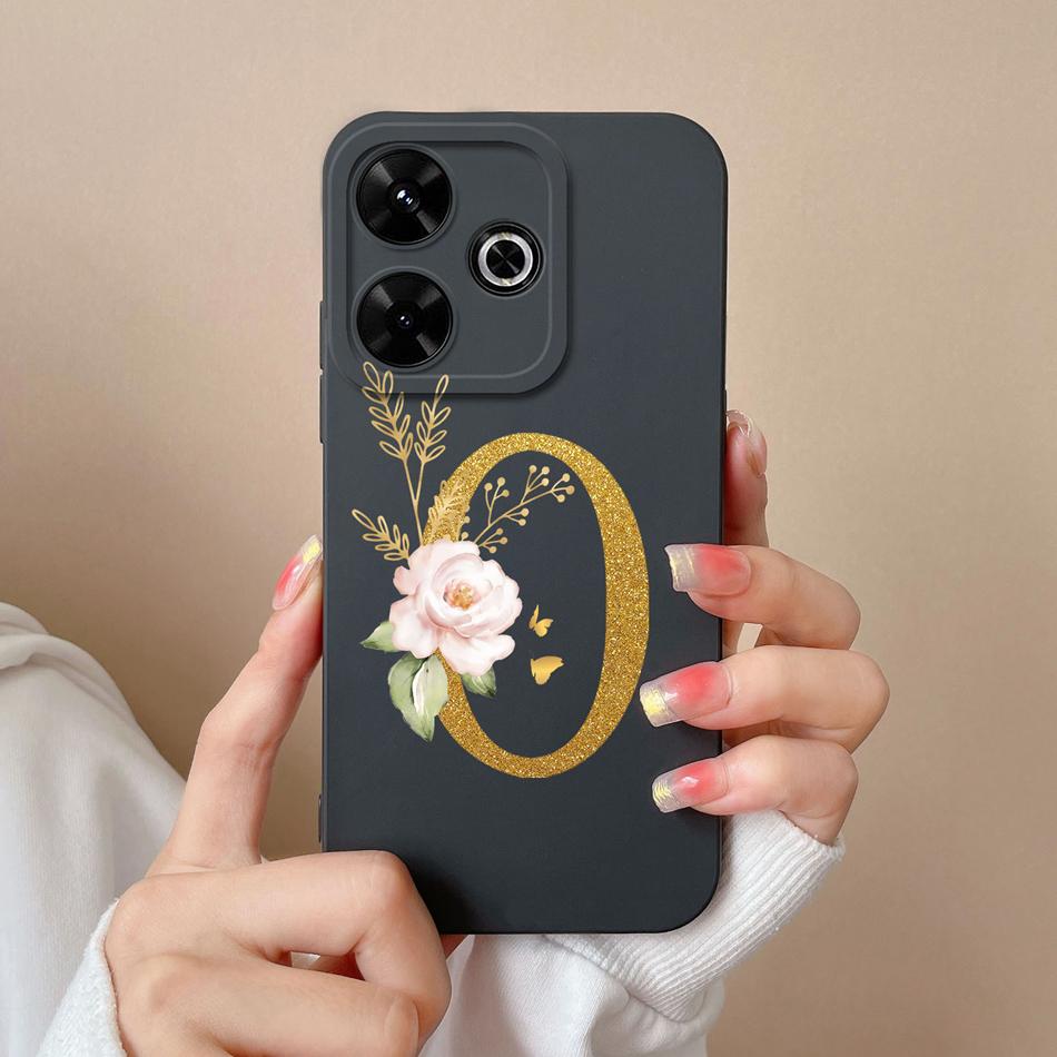 Elegant Case For Redmi 13 4G Personalized Letter Soft Liquid Silicone Protective Phone Cover For Xiaomi Redmi13 Shell Funda Capa