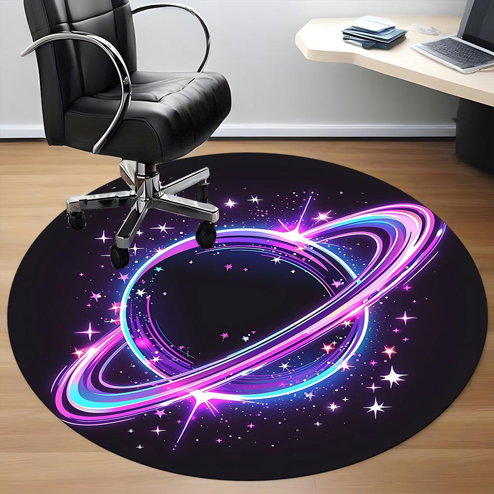 1pc Galaxy Rings Office Round Area Rug,  Mat Suitable ForOffice, Under Office Chairs Bedroom Living Room Home Decor, Room Deco