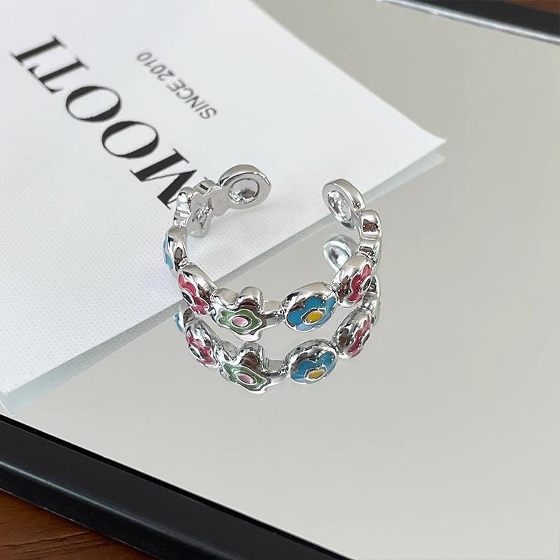 Creative Adjustable Floral Ring For Women Featuring Unique Colorful Spring Style Summer