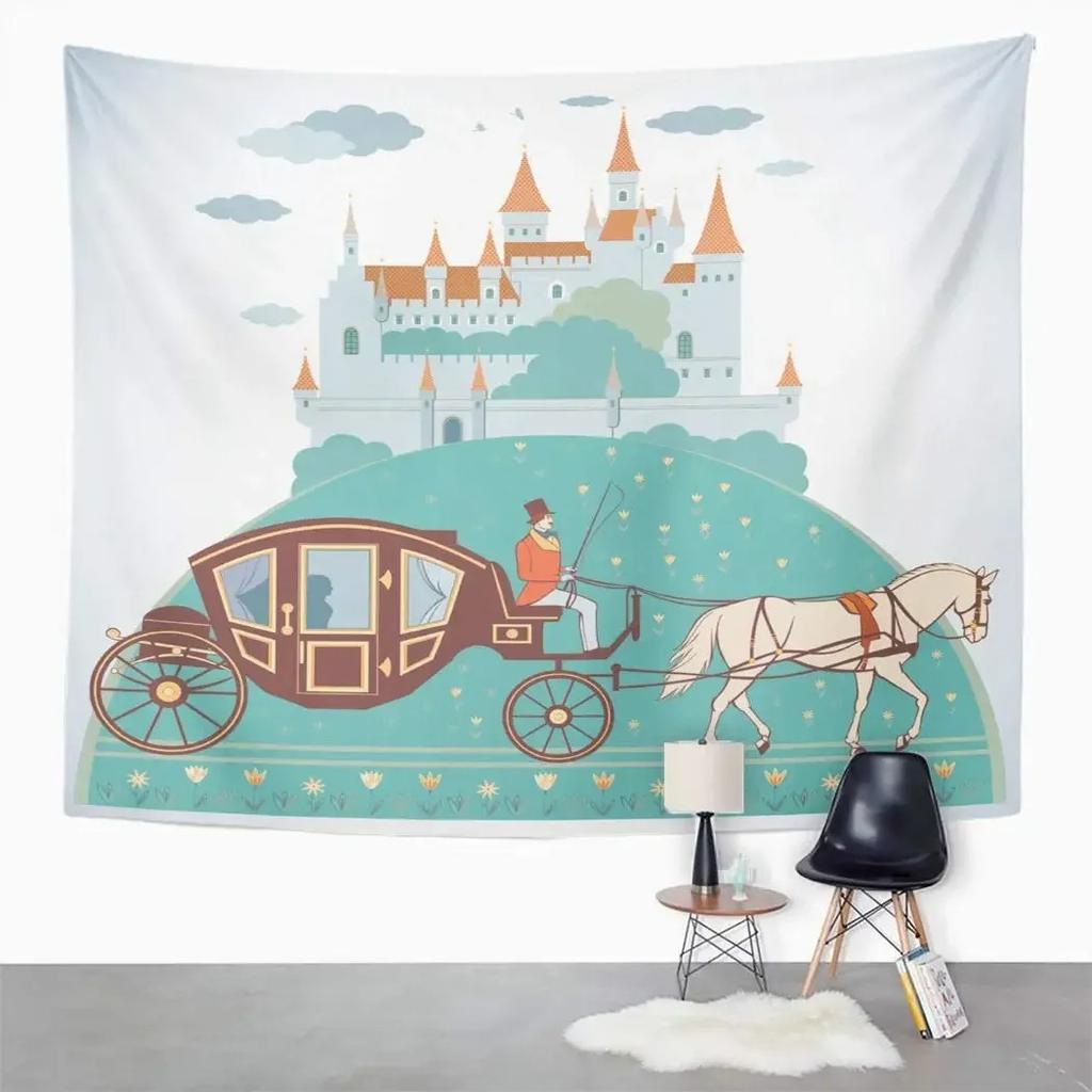 Princess Carriage Cartoon Tapestry Office Living Room Decoration Home Wall Tapestry