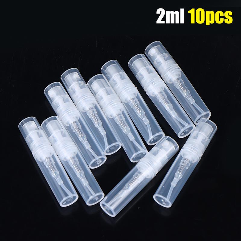 10 Stück 2/3/5 ml Mini Klare Kunststoff Leere Parfümflasche Nachfüllbare Sprühflasche Zerstäuber Behälter Damen Reise Parfümflaschen