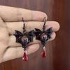 1Pair Gothic Vampire Bat Earrings for Women Man Fashion Witch Jewelry Accessories Vintage Bat Pendant Ear Hooks
