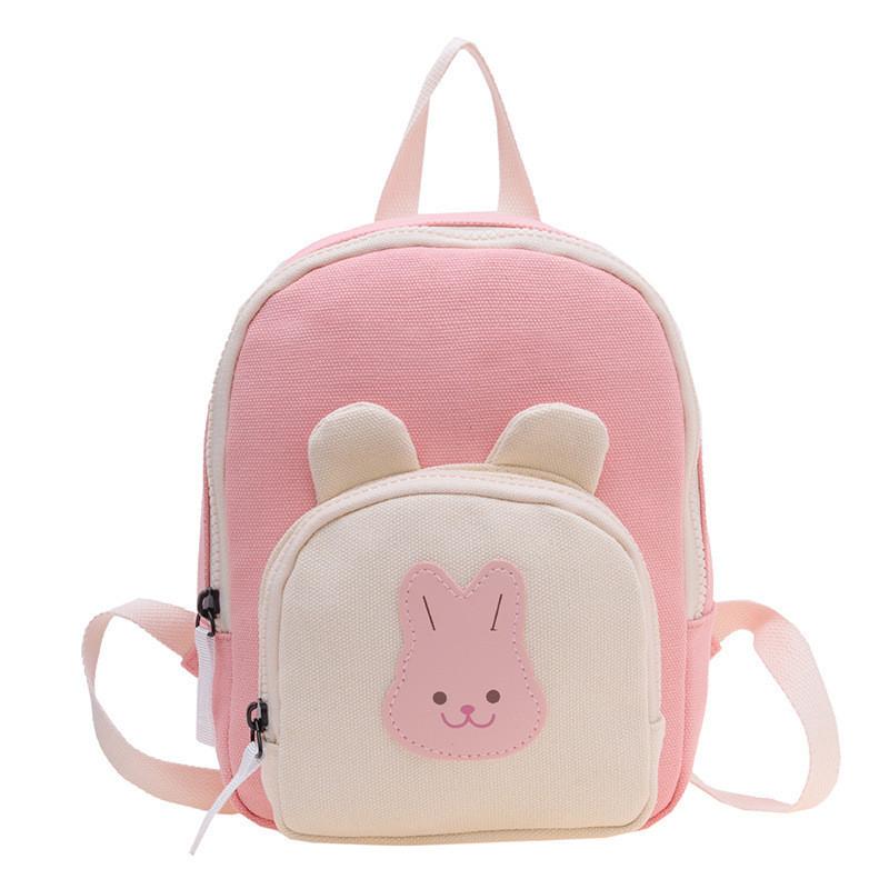 Kids Bear Cartoon Canvas Backpack With Breathable And Durable Design For Preschool Children