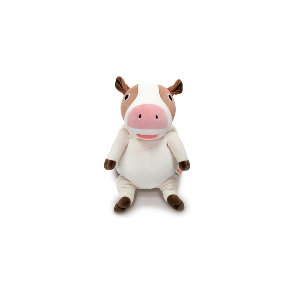 Shinada Global Mochi Series Brown Cow Plush Toy L Size 22x22x30cm Animal Stuffed Toy