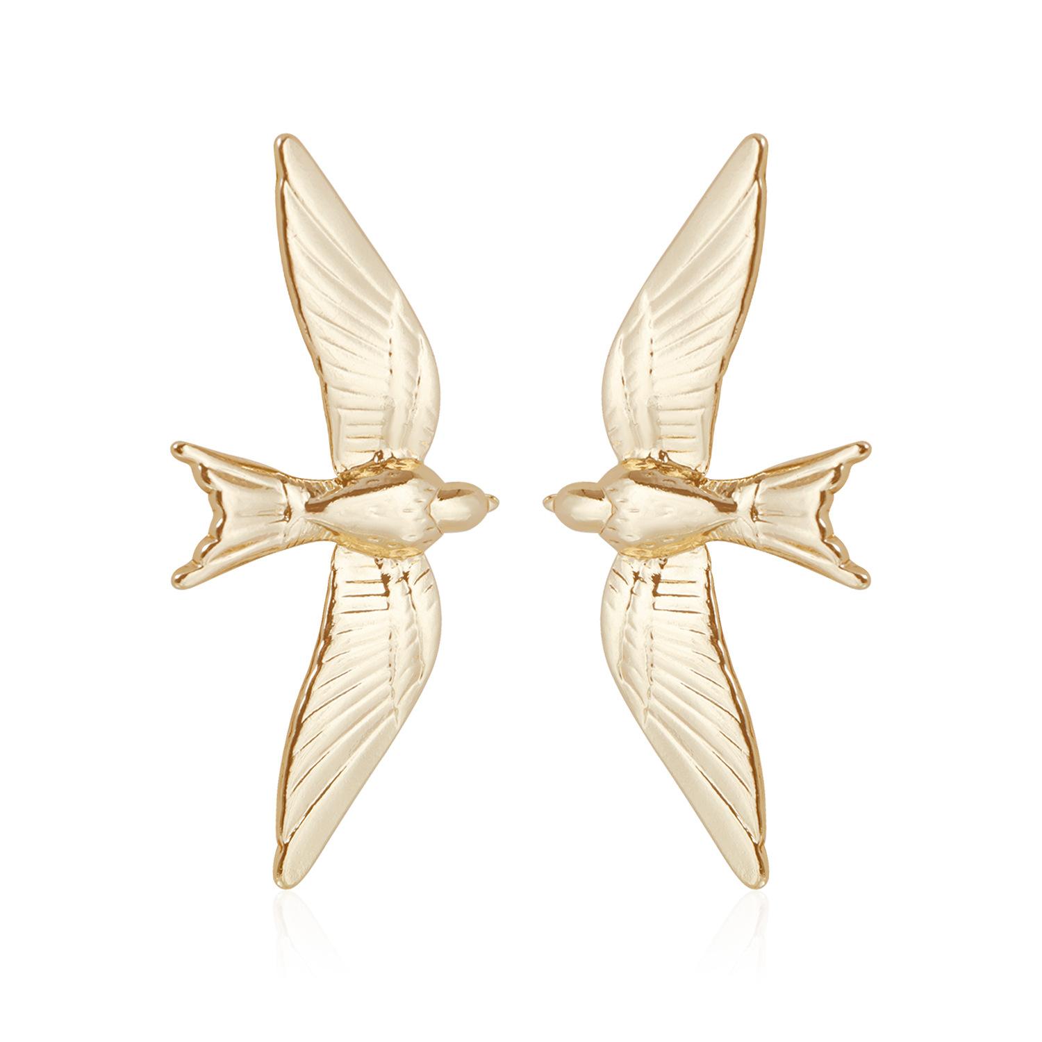 

Vintage Metal Bird Stud Earrings ins Fashion Hottie Sexy Style Daily Accessories Earrings золотой