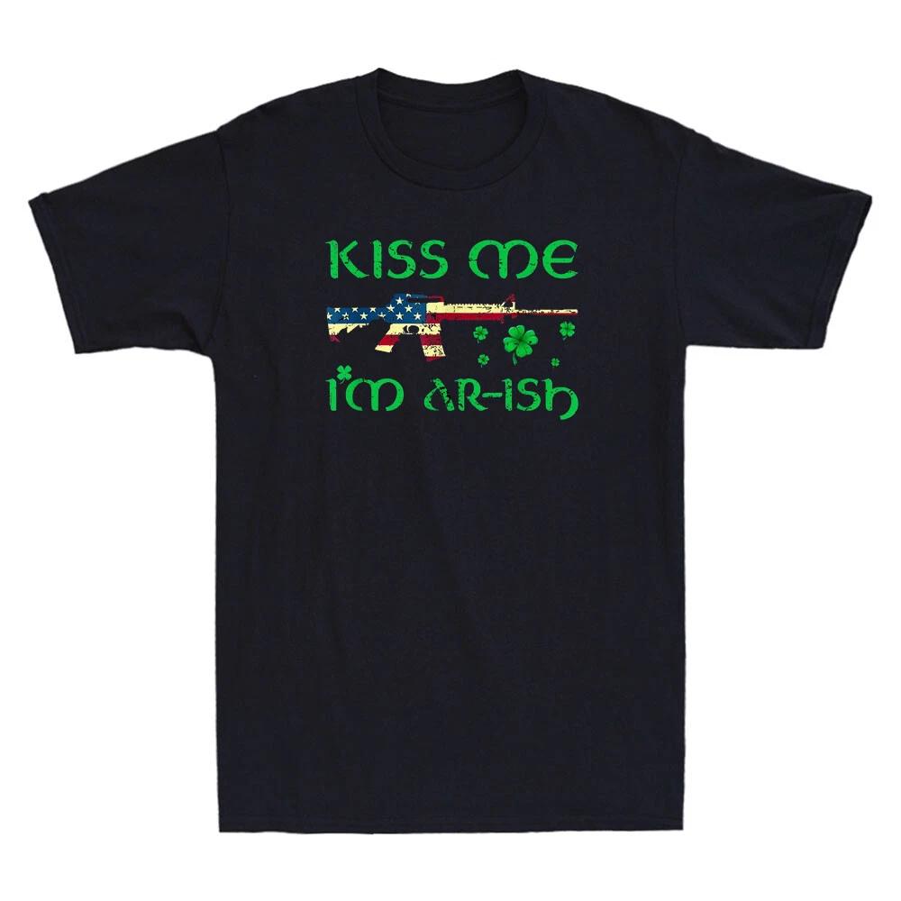 Kiss Me I m AR-ish - St. Patrick s Day, Pro Guns Funny Quote Retro Men s T-Shirt XXXL