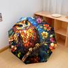1 PC Automatic Folding Umbrella - Owls and Flowers Pattern, Portable & Foldable Design with 8 Ribs, Christmas Birthday Gifts