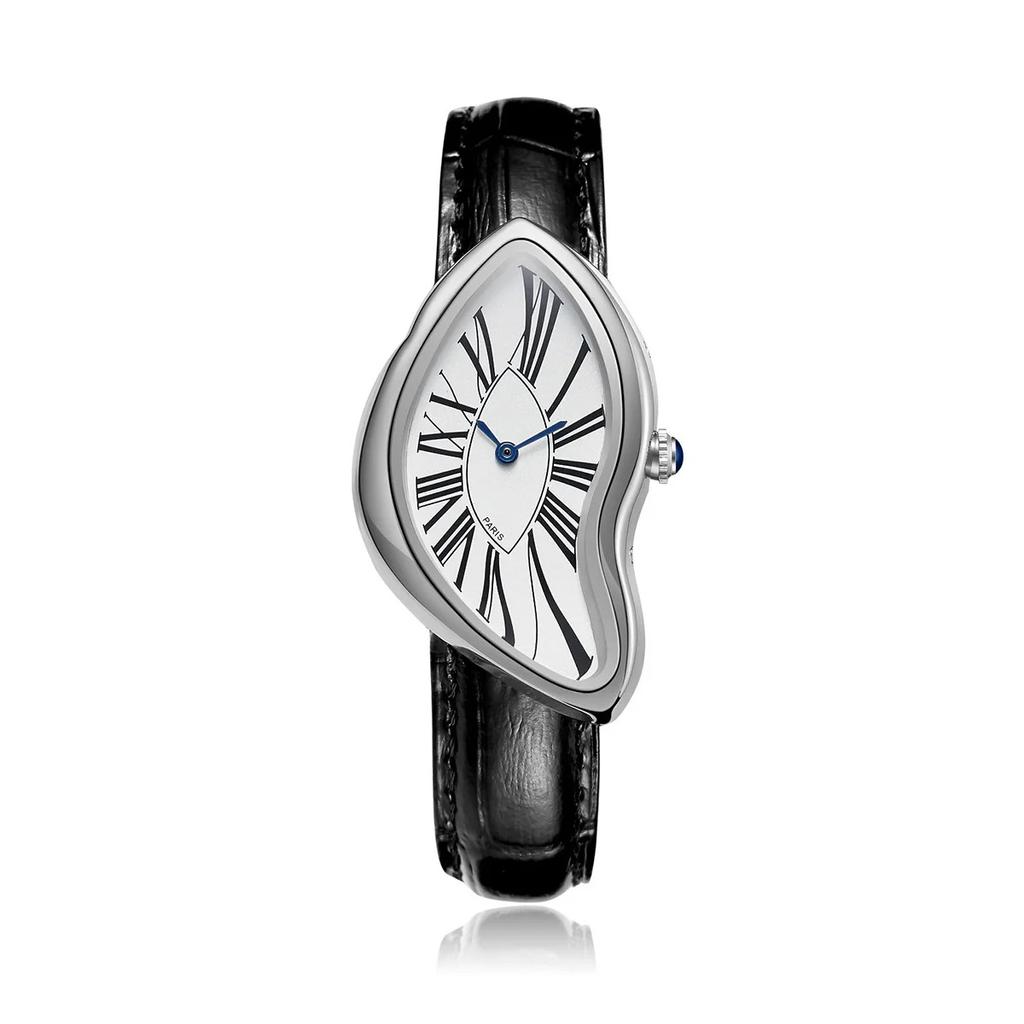 New Shape Quartz Men's Watch Y2k Style Twisted Case 2025 Trendy Personalized Niche Design Watch Leather Waterproof Watch Clock