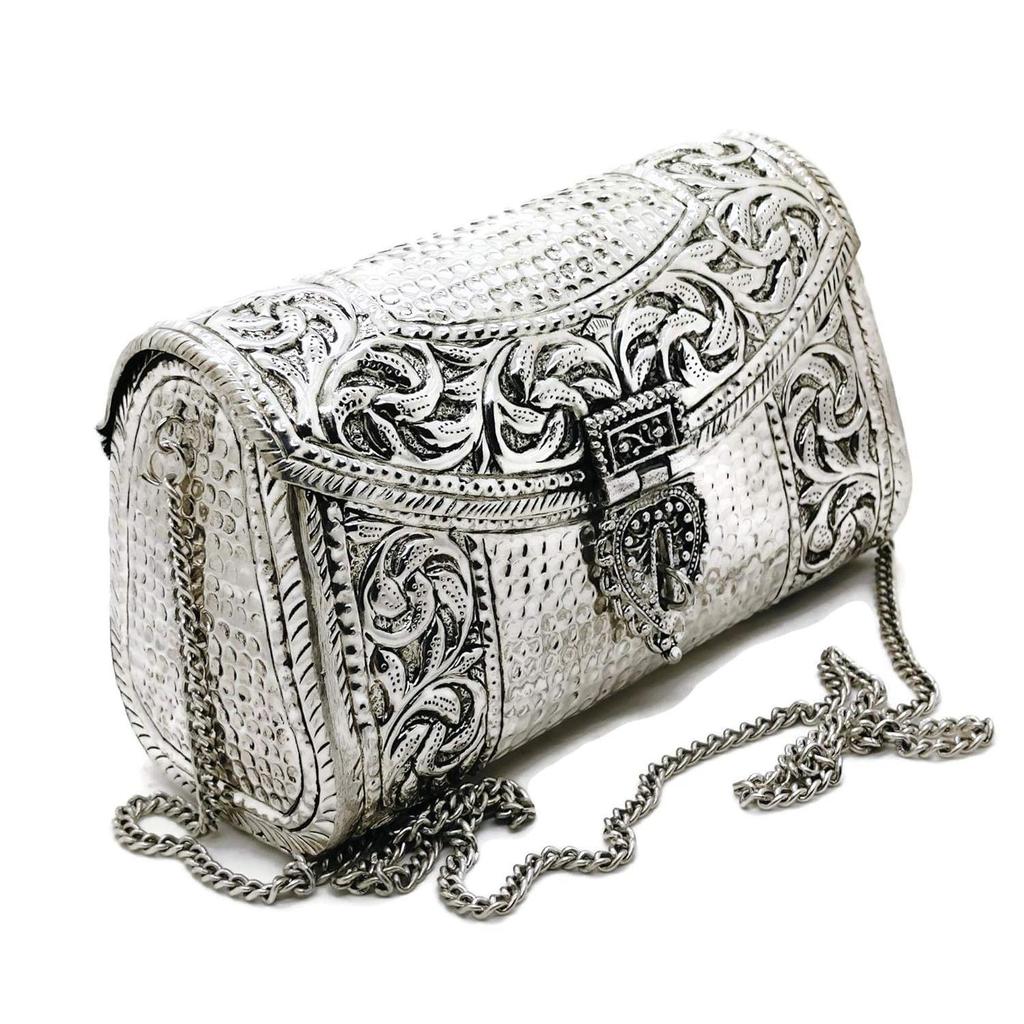 Women Gift Bridal Bag Brass Metal Clutch Sling Bag Indian Ethnic Antique Clutch