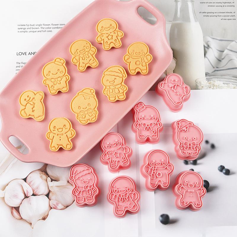 Christmas Cookie Cutter Gingerbread Man Stamp Mold Kids Christmas Party Embosser Biscuit Mold New Year Navidad Baking Decoration
